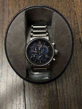 Citizen Stainless Steel Men's Watch with Blue Dial and Silver Bracelet